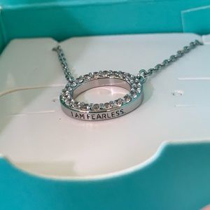 Round Crystal I Am Fearless Silver Necklace Origami Owl